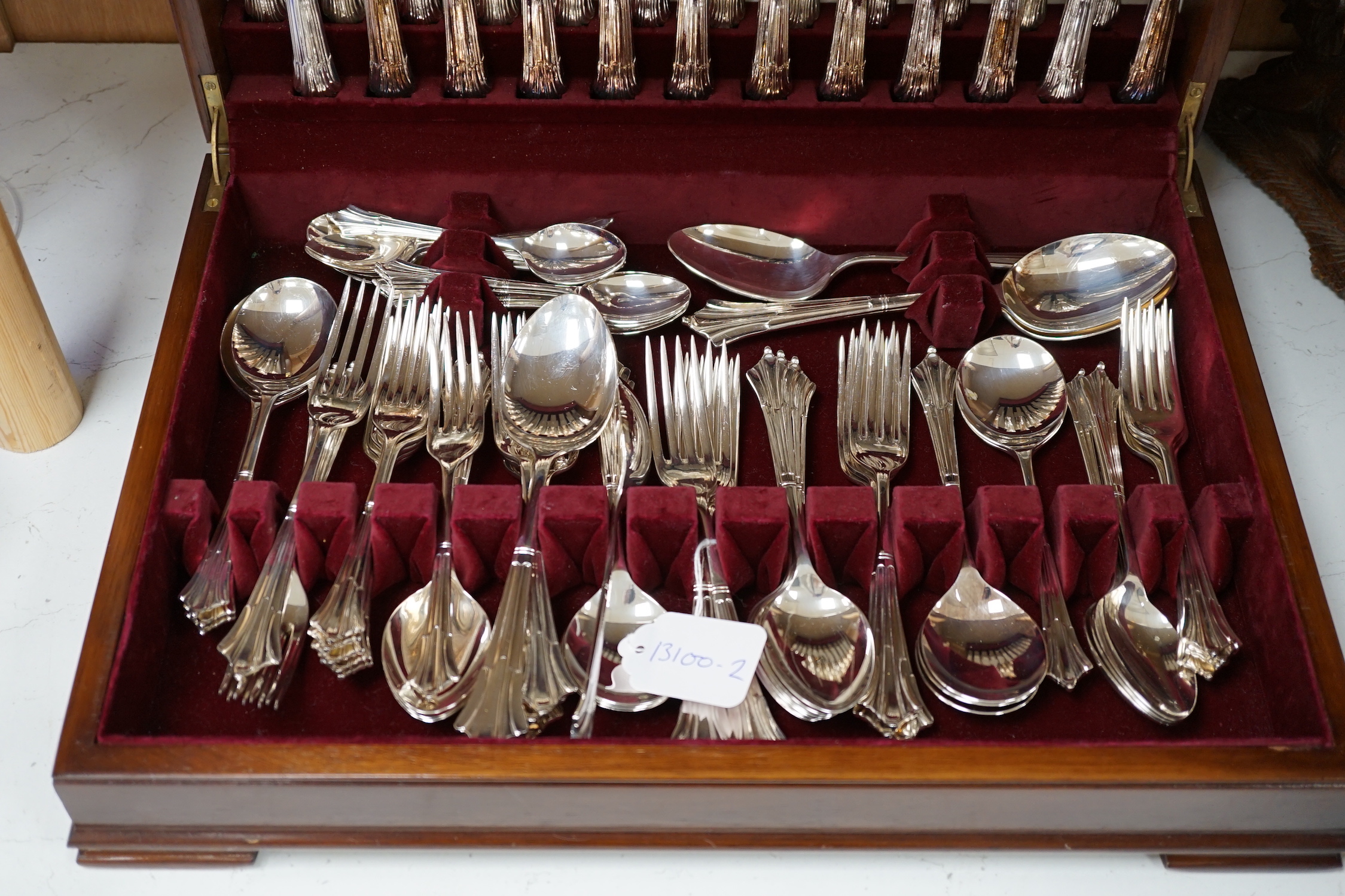 A canteen of silver plated cutlery, 47cm wide